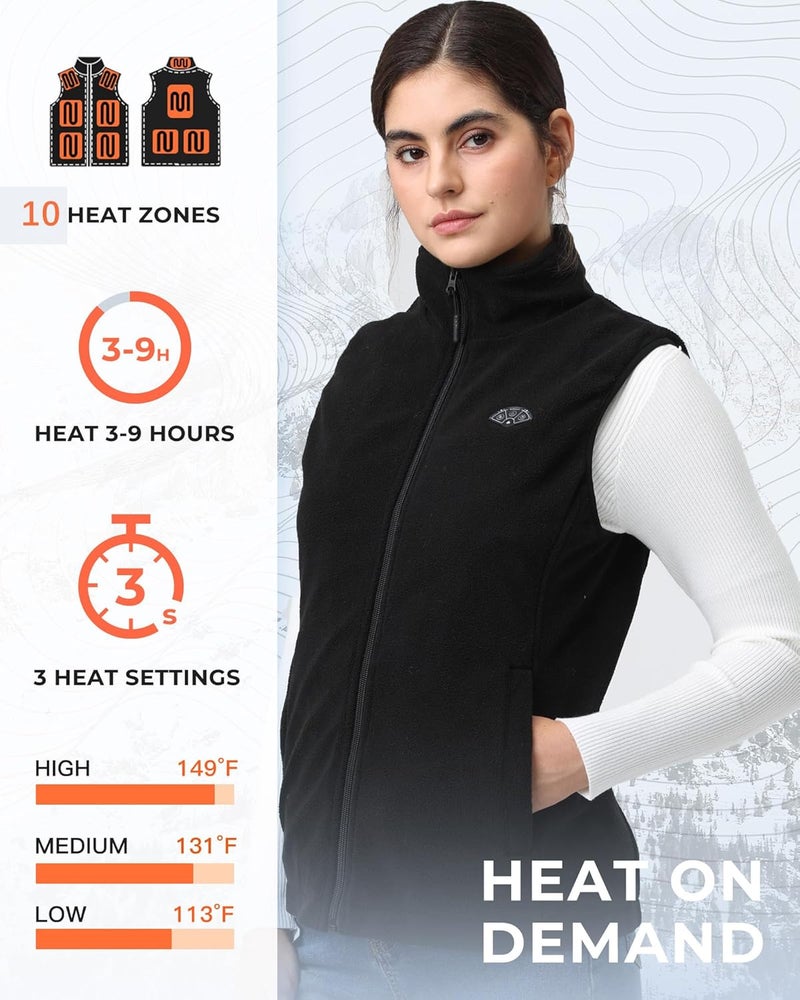 Topdot Store Fleece Women's Heated Vest with Battery Pack 16000mAh 7.4V, Heated Vest for Women with10-Heated Zones for Outdoor Work - Image 3